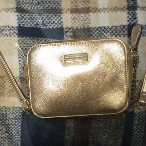 New York & Company Shimmering Gold Crossbody Bag